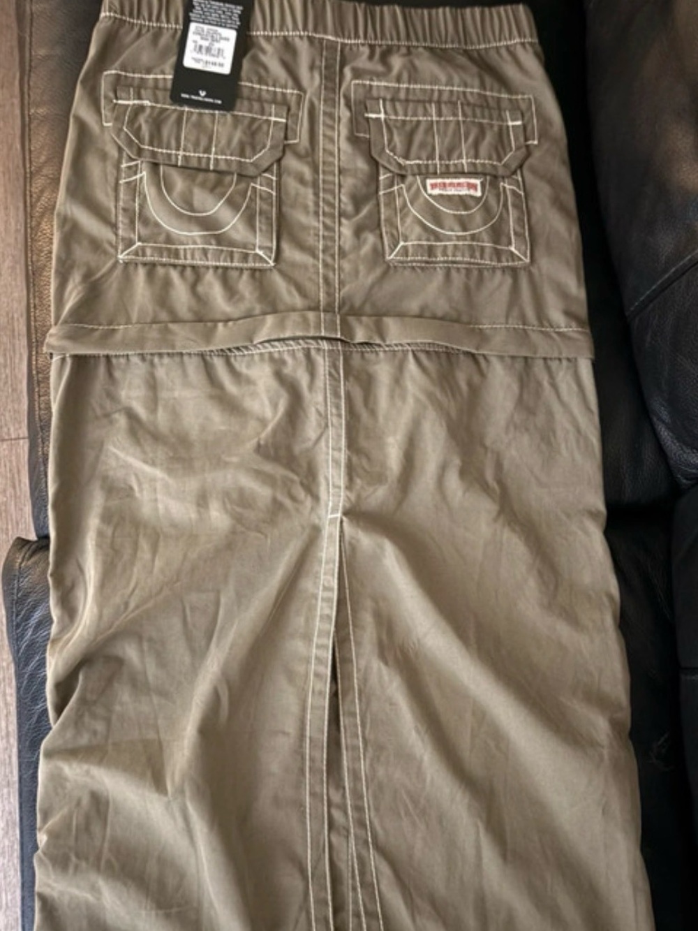 True Religion NWT Convertible Sadie Maxi Skirt Khaki Size 24 Y2K
